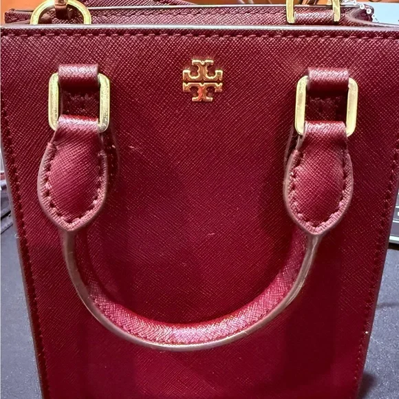 Perfect for Fall - Tory Burch NWT Burgundy Mini Bag - Emerson Mini Shopper - Picture 4 of 7